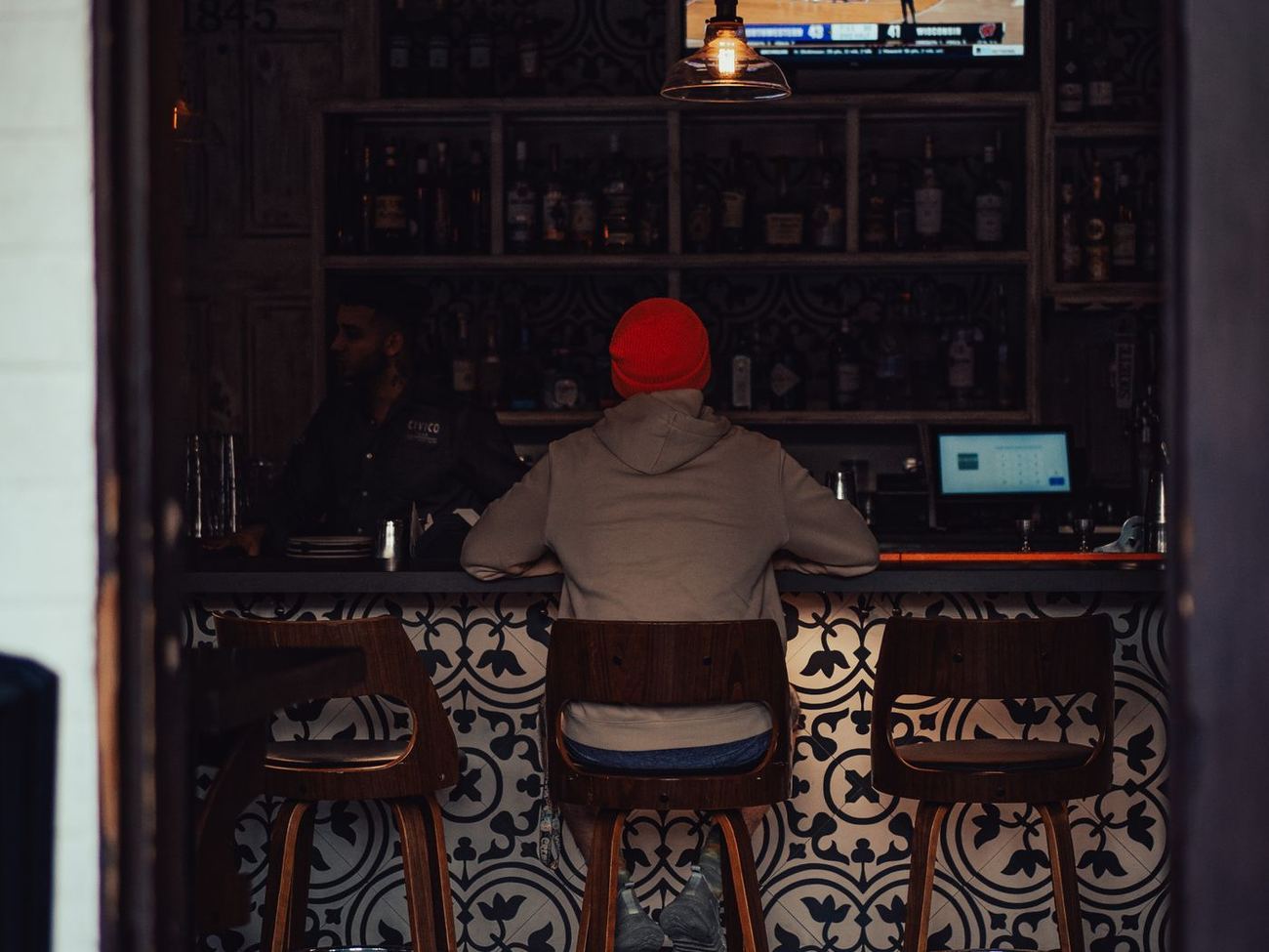 Watching the game at a bar